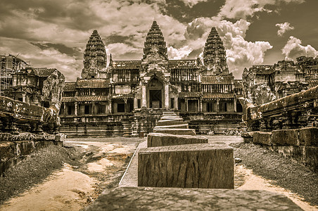 柬埔寨暹粒的和Angkor Wat高棉建筑群旅行古董旅游宗教岩石上帝建筑学收获历史废墟图片