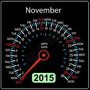 2015年日历速度计车载量为矢量 11月图片