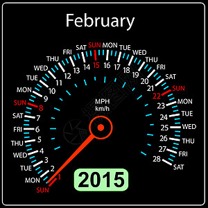 2015年日历速度计车载量为矢量 2月图片