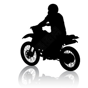 白色背景的黑色双光影运动自行车 矢量光柱插图引擎技术摩托车手司机男人车辆交通越野身体背景图片