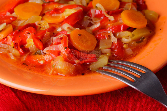 食用蔬菜辣椒炖肉营养餐巾食谱橙子亚麻洋葱盘子美食图片