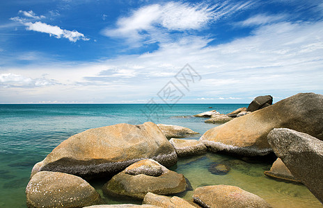 海 海晴天海景海岸蓝色海浪天堂旅行太阳假期支撑图片