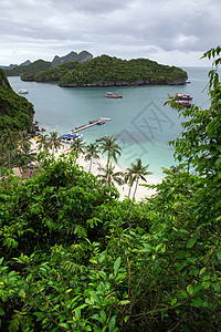 泰国旅游棕榈海浪叶子建筑公园蓝色天空全景小屋图片