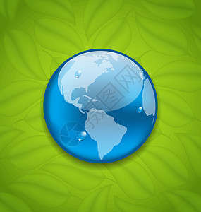 绿叶质地上的地球图片