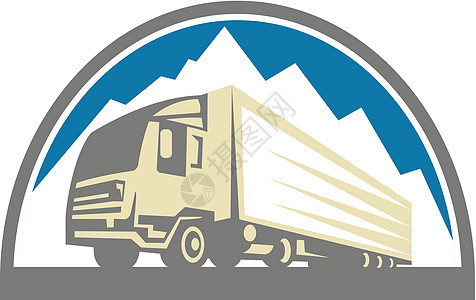 集装箱卡车和拖车货运插图工业圆形货柜船运车辆运输货车钻机图片