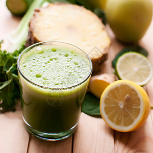 健康绿色脱毒汁木头芹菜叶子饮食养分菠菜菠萝蔬菜营养饮料图片