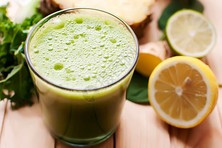 健康绿色脱毒汁菠菜营养菠萝饮食叶子饮料养分玻璃食物水果图片