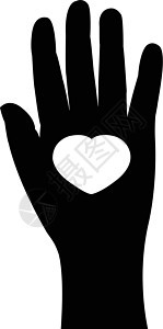 手与心脏图标 矢量插图团队棕榈团结情感手指家庭拇指孩子友谊帮助图片