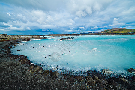 温水擦浴蓝环礁地热浴愈合吸引力温泉火山温水蒸汽娱乐旅行乳白色活动背景