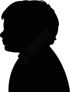 3岁男孩头部背影 矢量孩子绘画黑色卡通片男生插图草图阴影白色男性背景图片