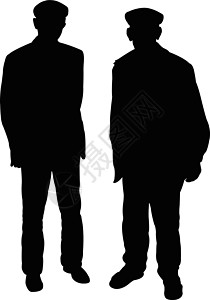 2个老穷人 双光影矢量插图帽子乡村村民朋友青少年男性黑色图片