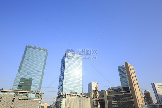 大阪市的OSAKA地区摩天大楼城市建筑学旅游景观地标蓝天市中心观光前线图片