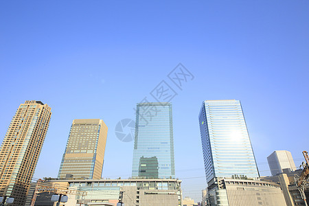 大阪市的OSAKA地区观光蓝天摩天大楼景观天空市中心前线城市旅行晴天图片