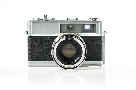 白色上隔离的反向摄影相机毫米小路镜片黑色物体技术复兴设备剪裁记者图片