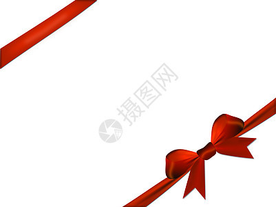白色背景上孤立的红弓圣诞礼物磁带包装周年销售徽章纽带红带生日元素图片