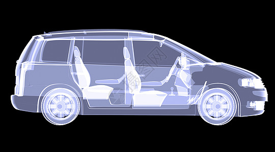 X射X光概念车车轮玻璃奢华车辆轿车运输蓝色x射线宏观绘画图片