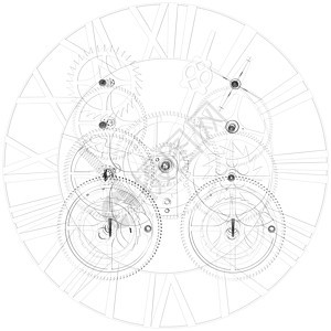 时钟机制 电线框架技术金属小时时间科学插图齿轮计时器工业机器图片