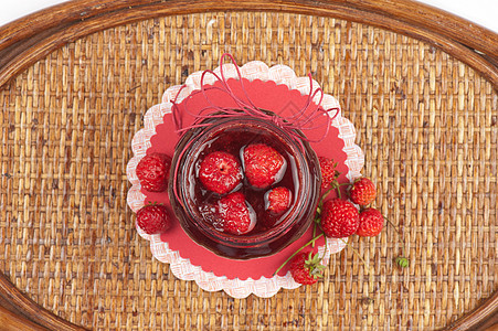 草莓果酱甜点果味玻璃养护早餐营养烹饪盘子食物水果图片
