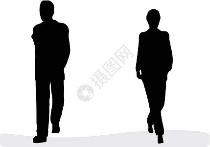 男女商务人士步行     孤立在白种背景之上男人公文包男性白色人士公司套装成人商业管理人员图片