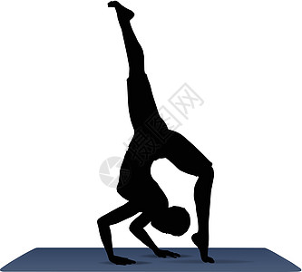 瑜伽垫上瑜瑜伽的瑜伽姿势矢量说明女士健身房女性训练黑色运动身体女孩数字冥想图片