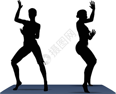 瑜伽垫上瑜瑜伽的瑜伽姿势矢量说明运动插图女孩健身房数字身体黑色冥想女性女士图片