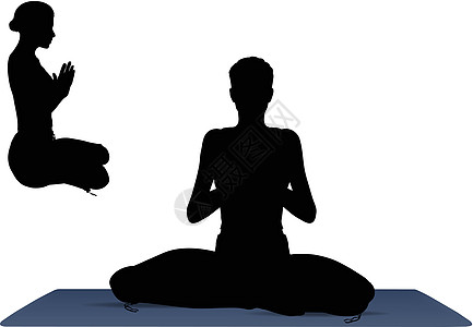 瑜伽垫上瑜瑜伽的瑜伽姿势矢量说明运动冥想插图身体数字健身房女孩女性训练黑色图片