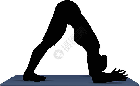 瑜伽垫上瑜瑜伽的瑜伽姿势矢量说明训练运动黑色身体冥想女性插图女孩数字女士图片
