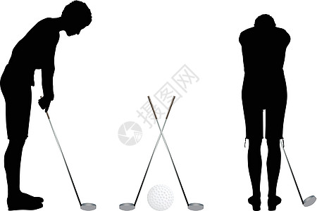 巴萨俱乐部白色背景的高尔夫播放器银色月光男性运动高尔夫球球童游戏女性活动休闲竞争俱乐部插画