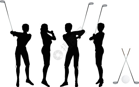 白色背景的高尔夫播放器银色月光黑色俱乐部运动闲暇活动男人竞赛竞争女性休闲图片