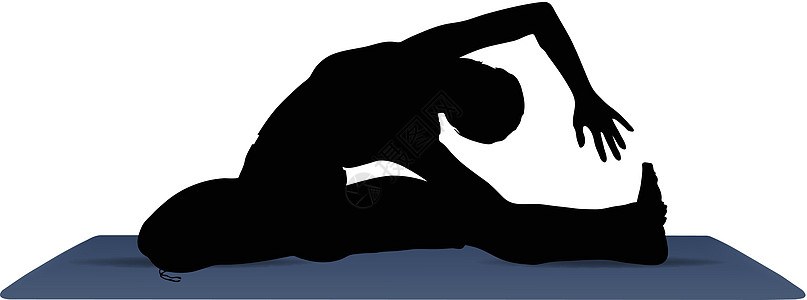 瑜伽垫上瑜瑜伽的瑜伽姿势矢量说明身体训练女士数字插图健身房冥想女孩黑色女性图片