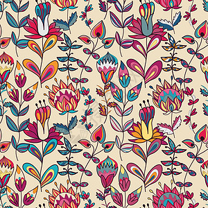 抽象花纹模式花园装饰品背景插图雏菊花花瓣雏菊玫瑰织物正方形图片