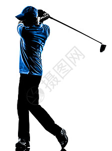 男子高尔夫球手打高尔夫球高尔夫挥杆剪影运动白色玩家阴影男性成年人男人图片