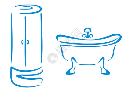 卫生间符号房间浴室制品家具陶瓷蓝色风格卫生艺术装饰图片