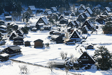 日本白川地村的景点白川历史村庄茅草世界地标建筑房子建筑学住宅图片