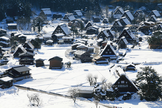 日本白川地村的景点白川历史村庄茅草世界地标建筑房子建筑学住宅图片