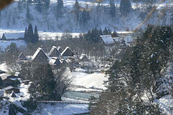 日本白川地村的景点小屋历史遗产地标房子村庄住宅茅草建筑学农场图片