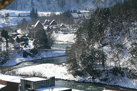 日本白川地村的景点茅草建筑遗产地标世界白川松树房子农场建筑学图片