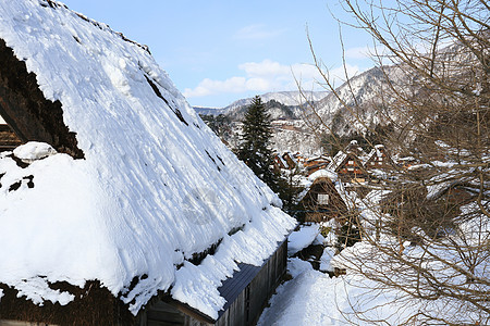 白川去村小屋白川瀑布农场运河房子地标住宅世界遗产茅草遗产图片