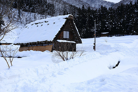 白川去村小屋房子运河茅草历史合掌遗产农场住宅村庄白川图片