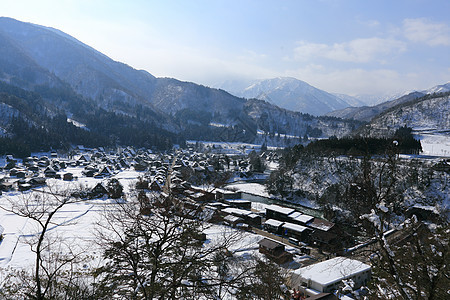 日本白川地村的景点世界地标村庄历史小屋建筑房子建筑学遗产茅草图片