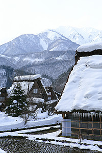 白川去村小屋茅草合掌地标住宅白川村庄房子历史农场遗产图片