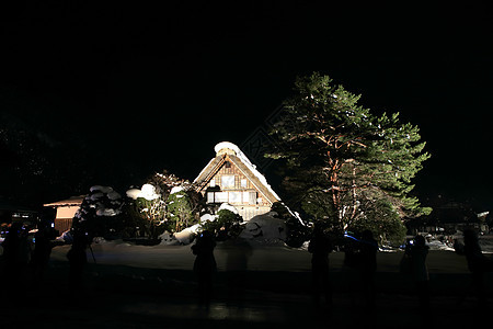 日本白川之光照亮文化茅草历史性世界地标旅游街道建筑场景季节图片