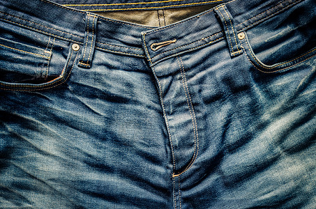 古老风格的蓝色蓝牛仔裤详情图片