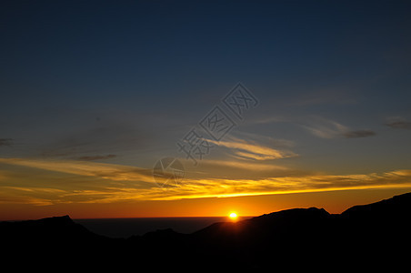 日落在山上天空橙子沙漠太阳图片