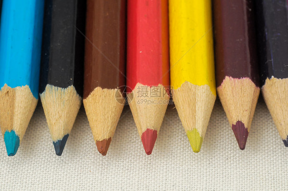 新彩色笔纸木头艺术调色板蓝色绘画艺术家乐器教育草图铅笔图片