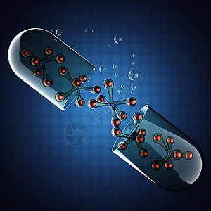 蓝色背景的透明胶囊染色体化学基因科学药品医疗活力遗传生物治疗图片