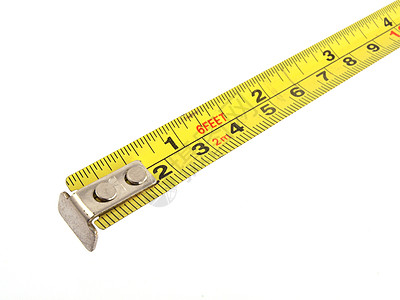 黄带度量的近照白色卷尺仪表测量尺寸统治者工程工具厘米黄色图片