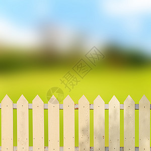 花园中的白栅栏天空场地安全树篱房子农业院子公园蓝色木头图片