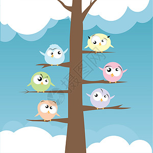 鸟类在树枝上天空朋友枝条问候语动物翅膀叶子友谊卡通片季节图片
