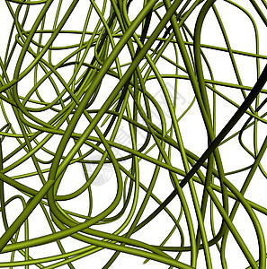 在白色背景上隔离的绿色抽象电缆线Name塑料绳索全球艺术电话电缆安全海浪漩涡金属图片